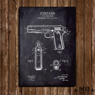 Poster Patent Colt 1911 - Fundo Lousa