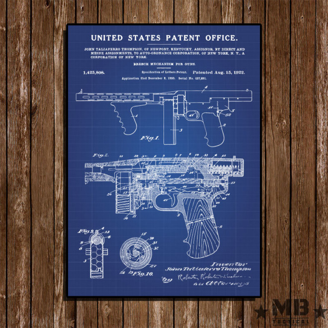 Poster Patent Thompson 1922 - Fundo Azul