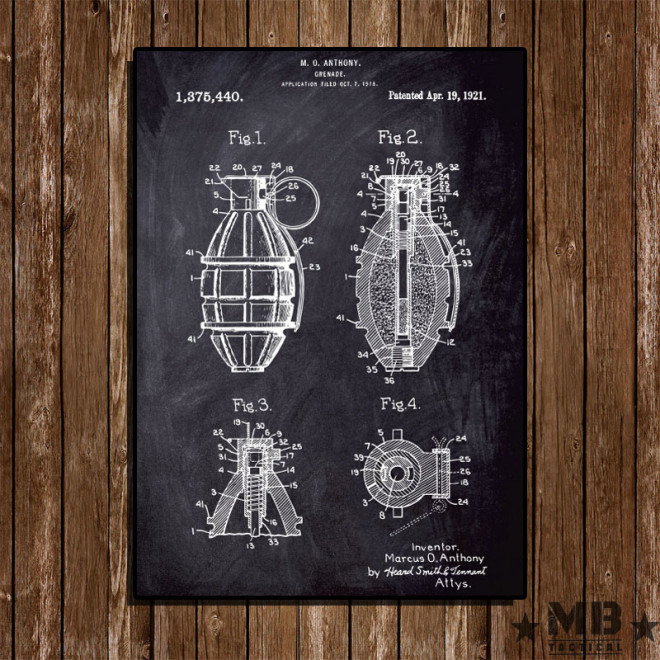 Poster Patent Grenade - Fundo Lousa