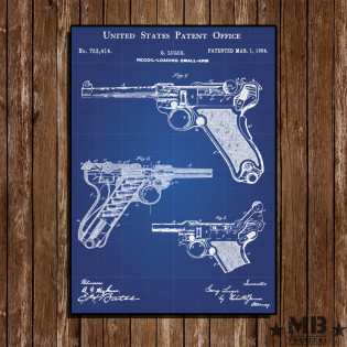 Poster Patent Luger - Fundo Azul