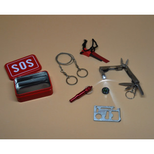 Kit Sobrevivência SOS - Alicate, Lanterna, Pederneira