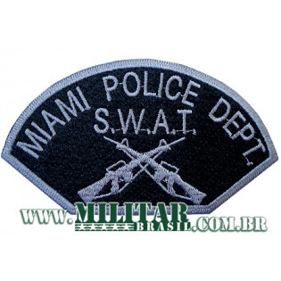 Bordado Miami Police Dept. - Swat (Armas) Cinza c/ Fundo Preto