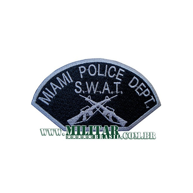 Bordado Miami Police Dept. - Swat (Armas) Cinza c/ Fundo Preto