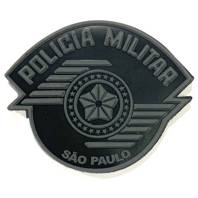 Brasão Emborrachado Policia Militar - Preto e Cinza