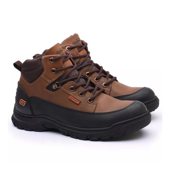 Bota Coturno Adventure Gogowear 100% Couro Tiger cor Preto Castor