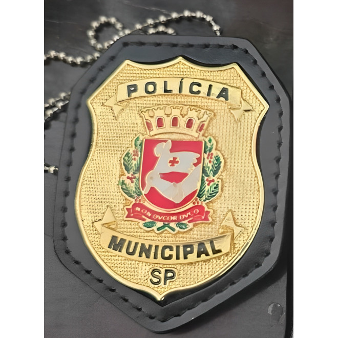 Distintivo Couro Agente Segurança Prata