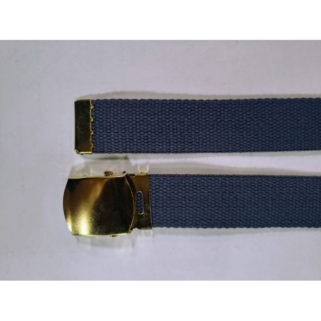 Cinto Social Militar Fivela Rolete Dourada - Azul - Padrão