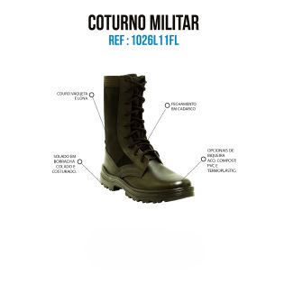 Coturno Militar Couro Lona Bico Composite