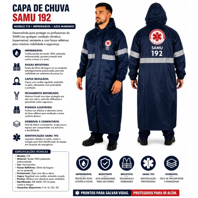 Capa de Chuva SAMU - Azul