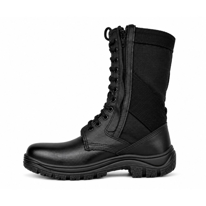 Coturno Couro e Lona 7011 Ziper - Preto