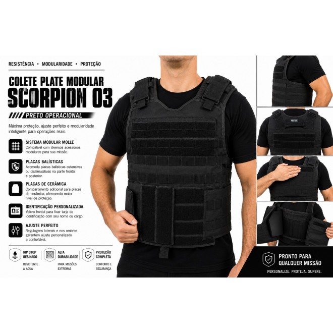 Colete Plate Modular Scorpion 03 - Preto