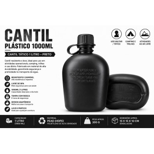 Cantil Plástico 1000ml - Preto