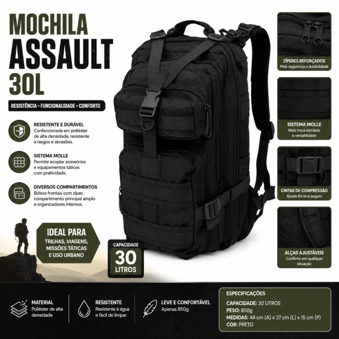 Mochila Assault HW-401065 30 litros...