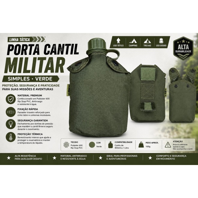 Porta Cantil Militar Simples - Verde...