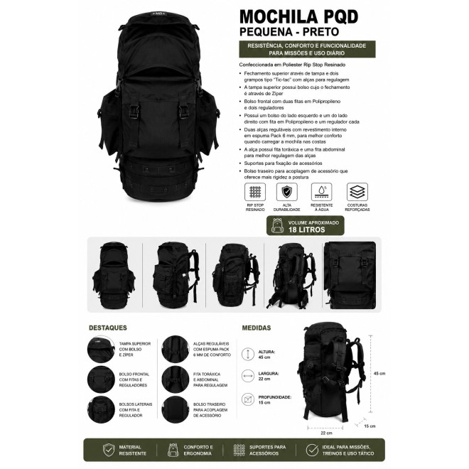 Mochila PQD Pequena - Preto