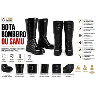 Bota Bombeiro ou Samu - Preto