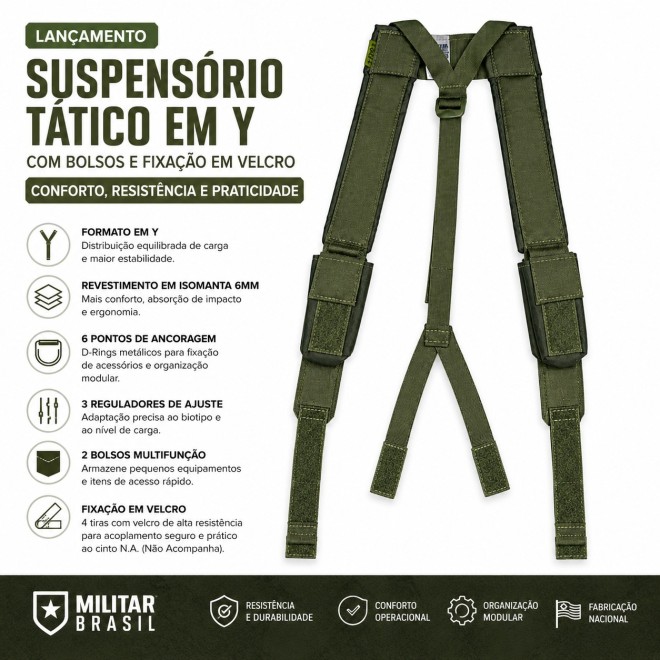 Suspensório com Bolsos Velkro - Verde
