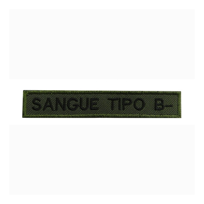 Bordado Tipo Sanguineo B  Negativo Fundo Verde