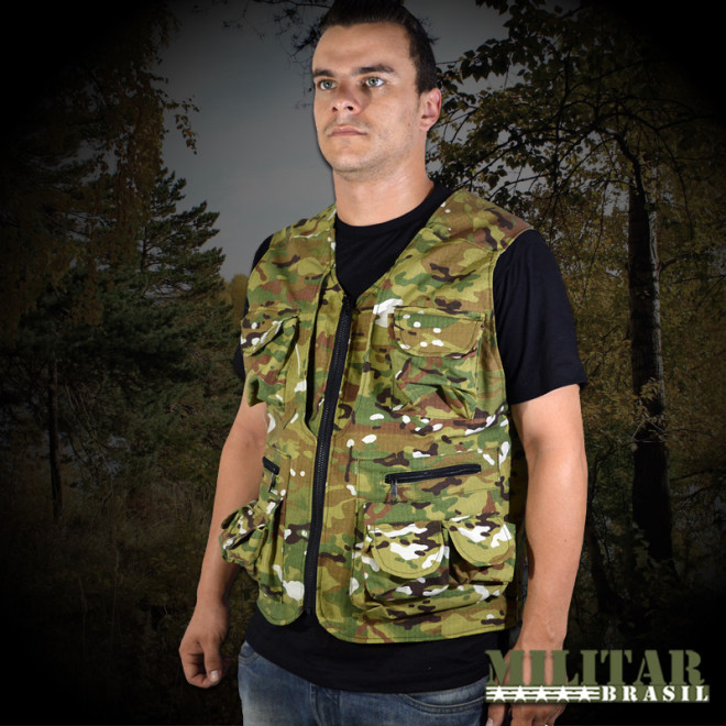 Colete Pescador Rip Stop Camo Multicam