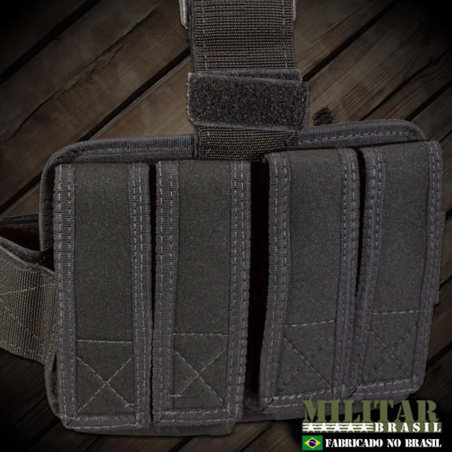 Bornal Tático Carregador de Pistola Quadruplo Preto