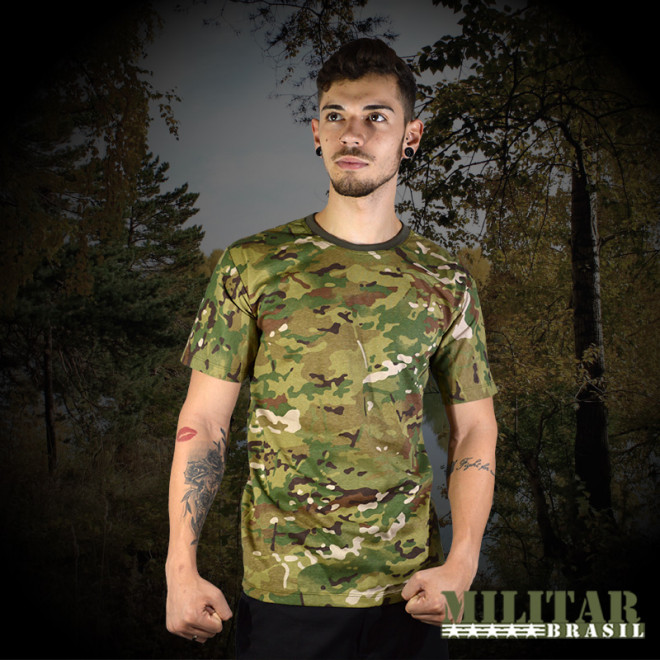 Camiseta Militar Manga Curta - Camo Multicam