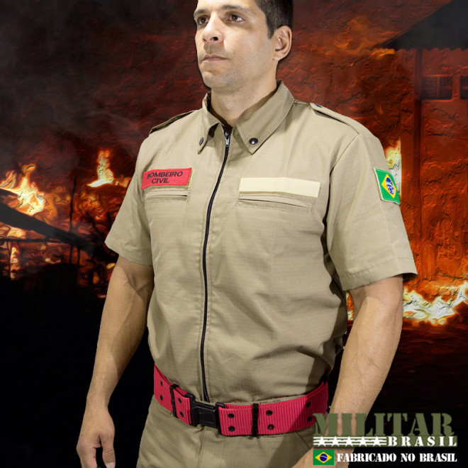 Camisa Bombeiro Civil Rip Stop Caqui