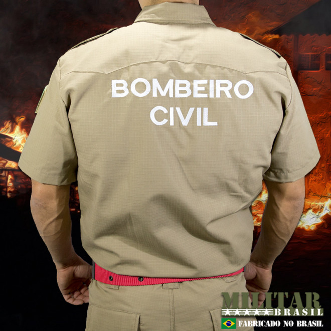 Camisa Bombeiro Civil Rip Stop Caqui