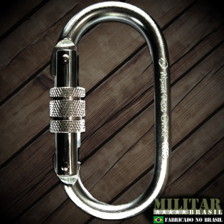 Mosquetão oval SILVER aço zincado trava de rosca 25K