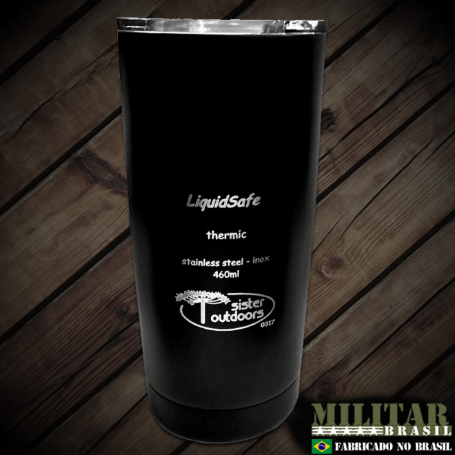Copo Termico Tumbler LIQUIDSAFE 460ml tampa basculante preto