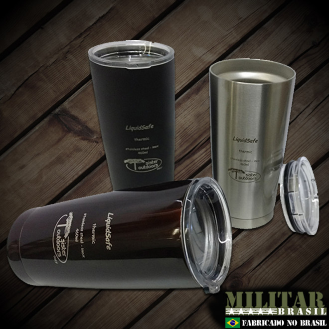 Copo Termico Tumbler LIQUIDSAFE 460ml tampa basculante preto