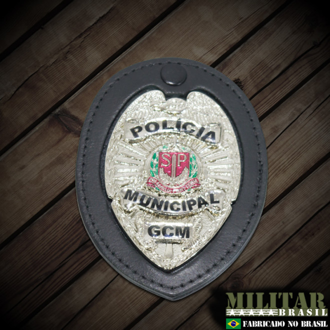 Distintivo Couro Policia Municipal GCM
