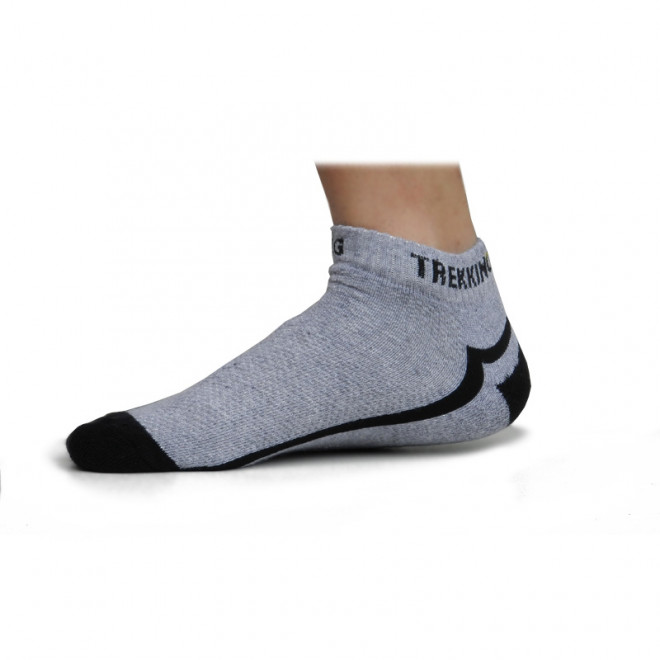 Meia Masculina Trekking cano Baixo - Cinza e Pret