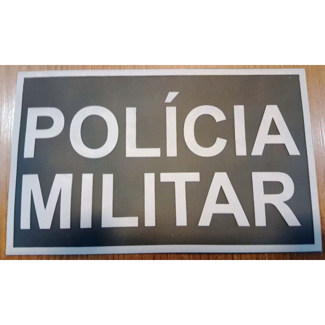 Distintivo Emborrachado Policia Militar - Preto e Cinza